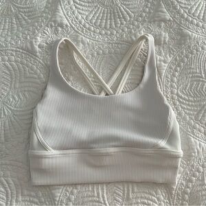 Lululemon Energy Bra *Long Line Texture White Ribbed